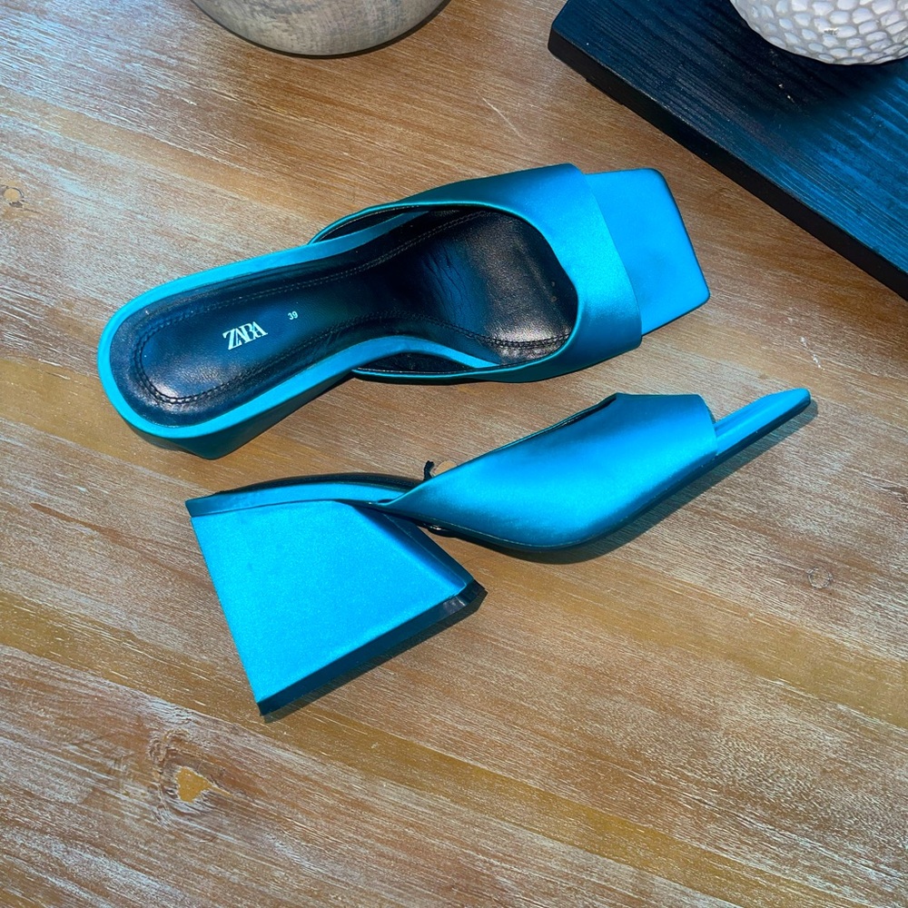 ZARA Turquoise Platform Flat